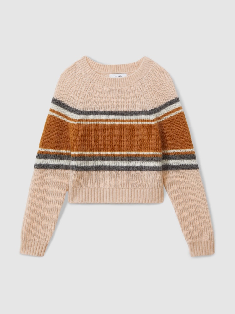 Reiss Pink Miri 3-9 yrs Colourblock Striped Jumper - Image 2 of 4