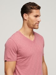 Superdry Pink 100% Cotton V-Neck Slub Short Sleeve T-Shirt - Image 3 of 6