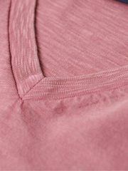 Superdry Pink 100% Cotton V-Neck Slub Short Sleeve T-Shirt - Image 5 of 6