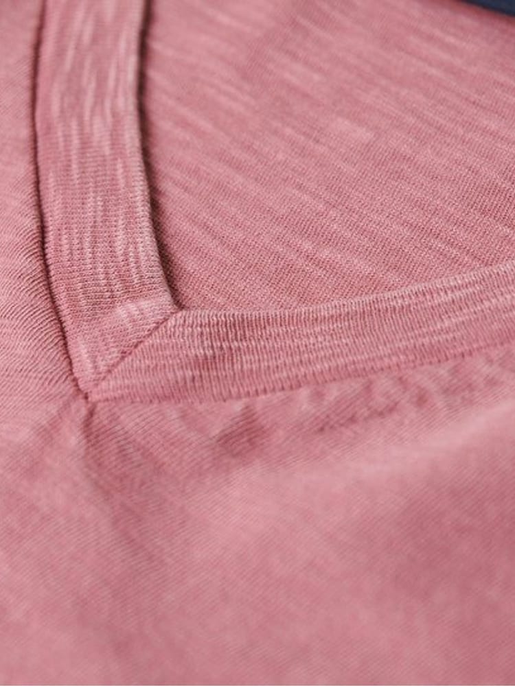 Superdry Pink 100% Cotton V-Neck Slub Short Sleeve T-Shirt - Image 5 of 6
