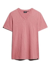 Superdry Pink 100% Cotton V-Neck Slub Short Sleeve T-Shirt - Image 6 of 6