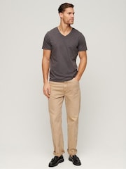 Superdry Grey 100% Cotton V-Neck Slub Short Sleeve T-Shirt - Image 2 of 5