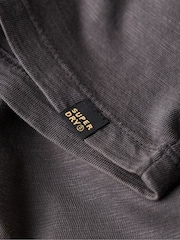 Superdry Grey 100% Cotton V-Neck Slub Short Sleeve T-Shirt - Image 5 of 5