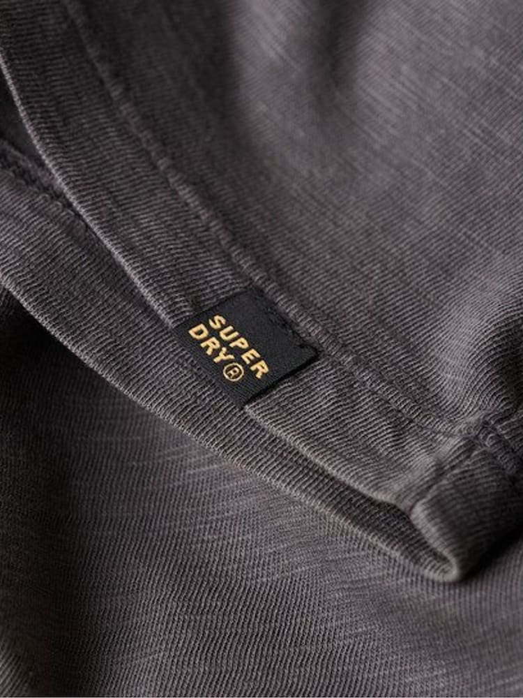 Superdry Grey 100% Cotton V-Neck Slub Short Sleeve T-Shirt - Image 5 of 5