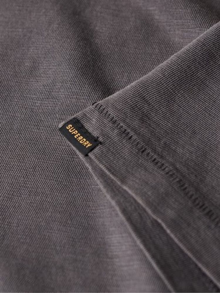 Superdry Grey 100% Cotton V-Neck Slub Short Sleeve T-Shirt - Image 6 of 6