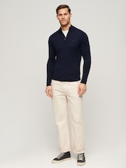 Superdry Blue Henley Cotton Cashmere Knitted Jumper - Image 2 of 6
