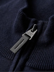 Superdry Blue Henley Cotton Cashmere Knitted Jumper - Image 5 of 6