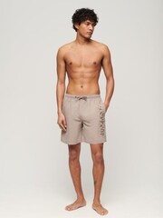 Superdry Brown Sport Graphic 17 Inch Recycled Swim Shorts - Image 3 of 6