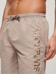 Superdry Brown Sport Graphic 17 Inch Recycled Swim Shorts - Image 4 of 6