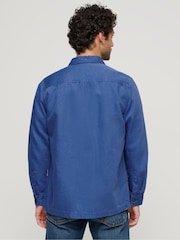 Superdry Blue The Merchant Store Linen Blend Overshirt - Image 2 of 6
