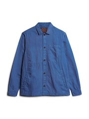 Superdry Blue The Merchant Store Linen Blend Overshirt - Image 4 of 6