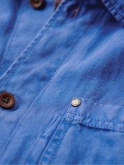 Superdry Blue The Merchant Store Linen Blend Overshirt - Image 5 of 6