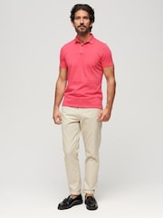 Superdry Red Jersey 100% Cotton Polo Shirt - Image 2 of 6