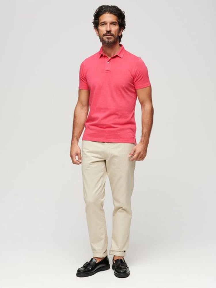 Superdry Red Jersey 100% Cotton Polo Shirt - Image 2 of 6