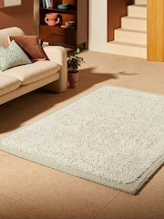 MADE.COM White/Aqua Kurt Wool Berber Rug - Image 1 of 4