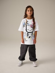 White 100% Cotton Graffiti Hello Kitty Oversized T-Shirt (3-16yrs) - Image 1 of 10
