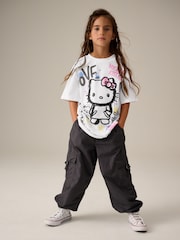 White 100% Cotton Graffiti Hello Kitty Oversized T-Shirt (3-16yrs) - Image 2 of 10