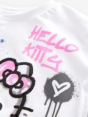 White 100% Cotton Graffiti Hello Kitty Oversized T-Shirt (3-16yrs) - Image 9 of 10