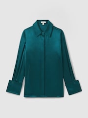 Reiss Teal Hailey Silk Shirt - Image 2 of 6