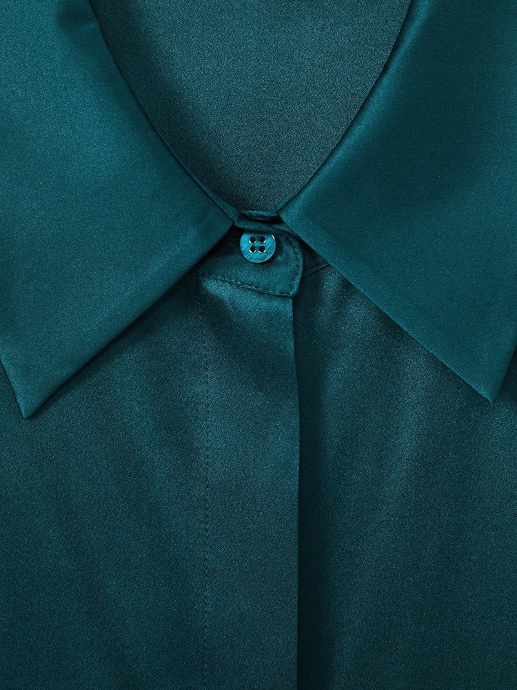 Reiss Teal Hailey Silk Shirt - Image 6 of 6