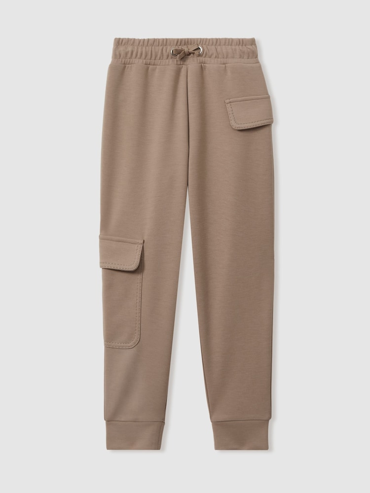 Reiss Camel Amina 4-9 yrs Drawstring Pocket Detail Tapered Joggers - Image 2 of 4