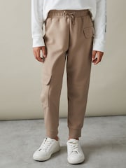 Reiss Camel Amina 4-9 yrs Drawstring Pocket Detail Tapered Joggers - Image 3 of 4