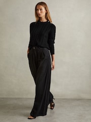 Reiss Black Libby Wool-Cashmere Cable Knit Jumper - Image 5 of 6