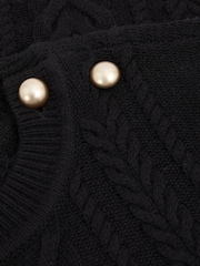 Reiss Black Libby Wool-Cashmere Cable Knit Jumper - Image 6 of 6