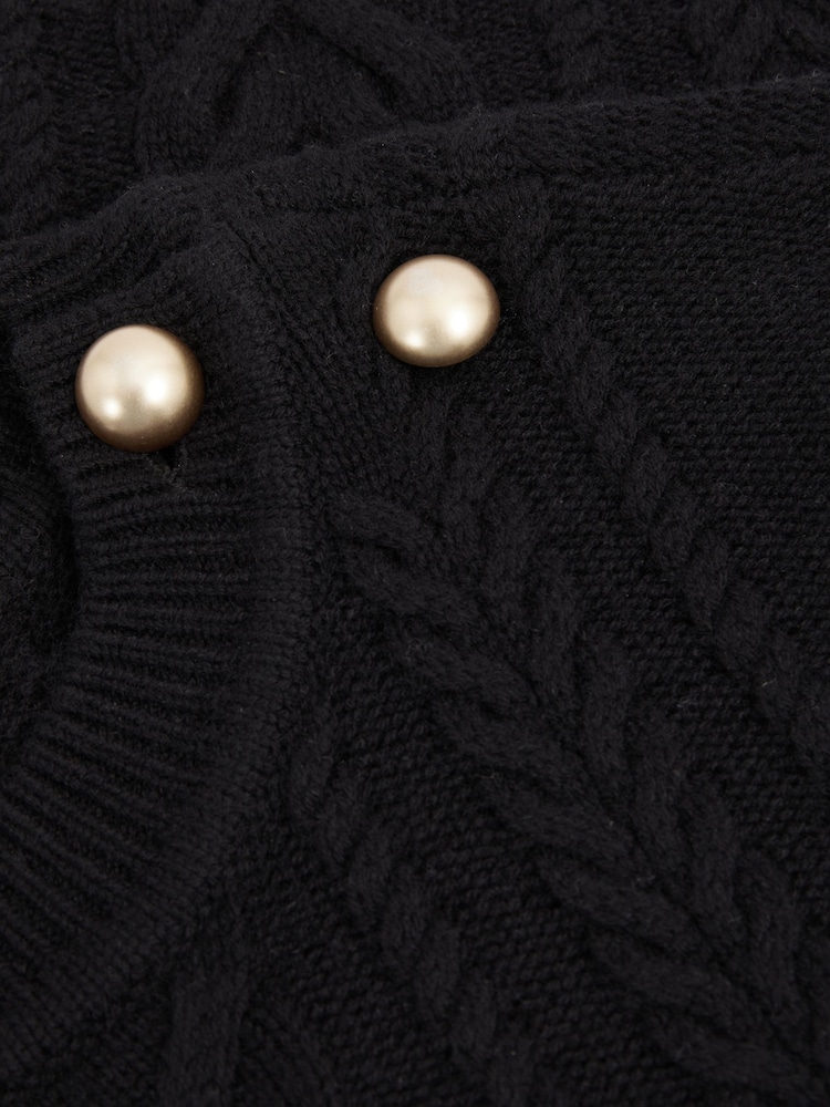 Reiss Black Libby Wool-Cashmere Cable Knit Jumper - Image 6 of 6