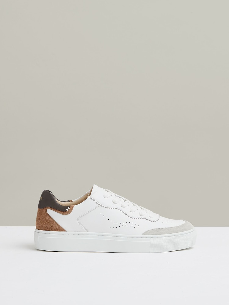 Reiss Amanda Leather Contrast Detail Trainers - Image 1 of 5