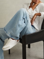 Reiss Amanda Leather Contrast Detail Trainers - Image 2 of 5