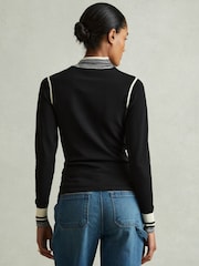 Reiss Black/Cream Rosa Knitted Contrast High Neck Jumper - Image 4 of 5