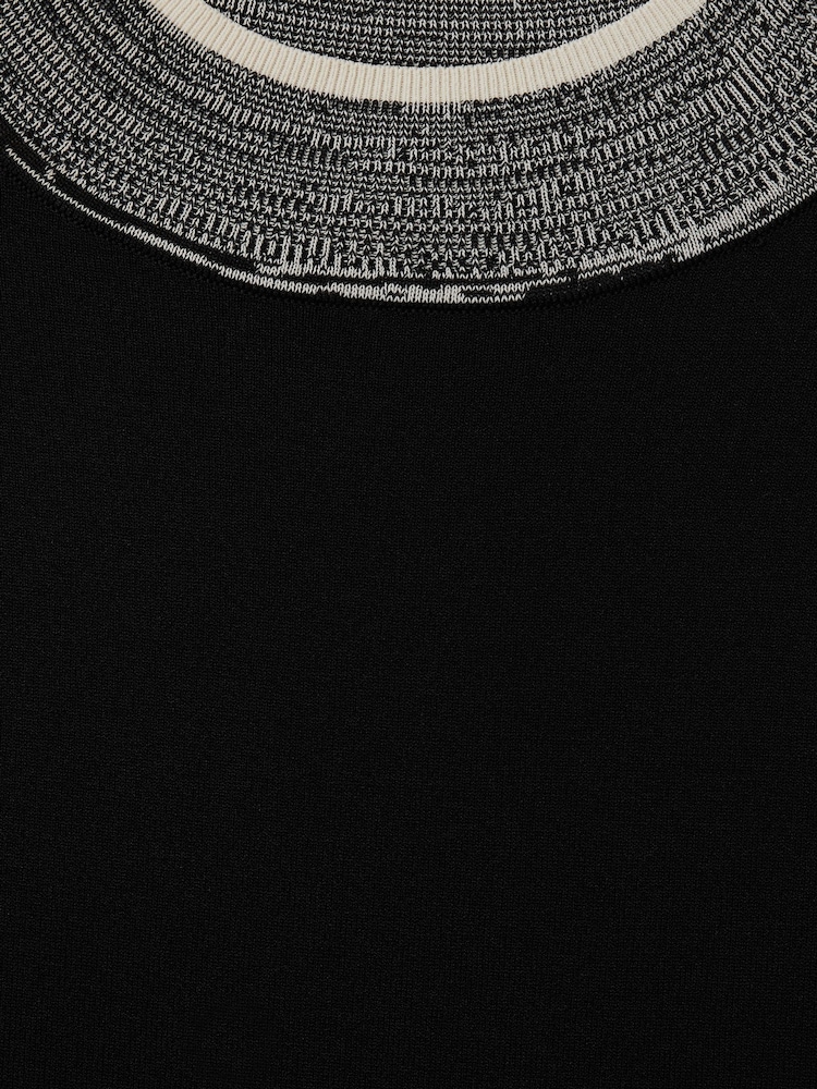 Reiss Black/Cream Rosa Knitted Contrast High Neck Jumper - Image 5 of 5