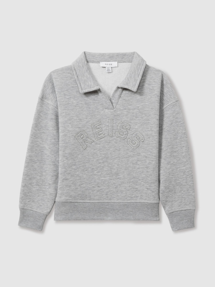 Reiss Grey Paulina 4-9 yrs Applique Logo Sweatshirt - Image 2 of 5