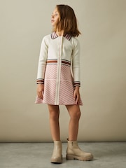 Reiss Pink Zana 4-9 yrs Knitted Striped Collar Dress - Image 1 of 4