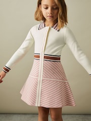 Reiss Pink Zana 4-9 yrs Knitted Striped Collar Dress - Image 3 of 4