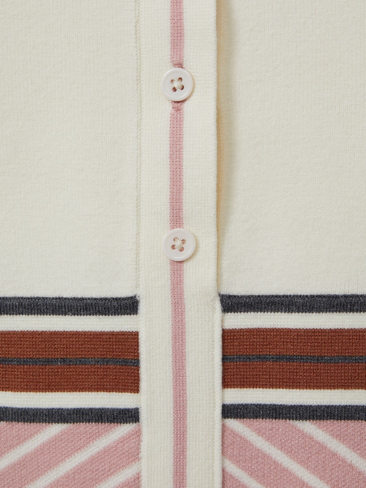 Reiss Pink Zana 4-9 yrs Knitted Striped Collar Dress - Image 4 of 4