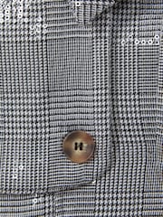 Reiss Black/White Gweneth 13-14 yrs Sequin Dogtooth Double-Breasted Dress - Image 4 of 4