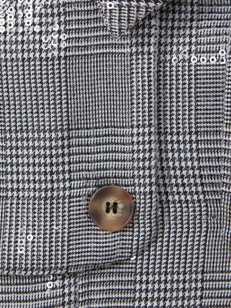 Reiss Black/White Gweneth 13-14 yrs Sequin Dogtooth Double-Breasted Dress - Image 4 of 4 Reiss Black/White Gweneth 13-14 yrs Sequin Dogtooth Double-Breasted Dress - Image 4 of 4