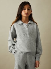 Reiss Grey Paulina 9-13 yrs Applique Logo Sweatshirt - Image 3 of 5