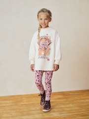 Ecru/Pink Sequin Butterfly 100% Cotton Hoodie and Leggings Set (3-16yrs) - Image 1 of 8