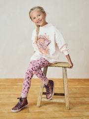 Ecru/Pink Sequin Butterfly 100% Cotton Hoodie and Leggings Set (3-16yrs) - Image 3 of 8