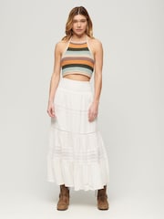 Superdry Cream Superdry Cropped Halter Crochet Top - Image 3 of 5