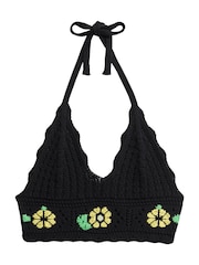 Черный - Superdry Crochet Flower 100% Cotton Bralette - Изображение 5 из 6