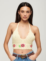 Кремовый - Superdry Crochet Flower 100% Cotton Bralette - Изображение 1 из 6
