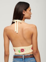 Кремовый - Superdry Crochet Flower 100% Cotton Bralette - Изображение 3 из 6