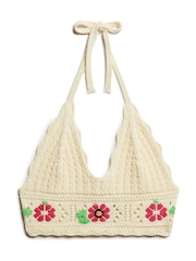 Кремовый - Superdry Crochet Flower 100% Cotton Bralette - Изображение 4 из 6