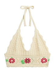 Кремовый - Superdry Crochet Flower 100% Cotton Bralette - Изображение 5 из 6