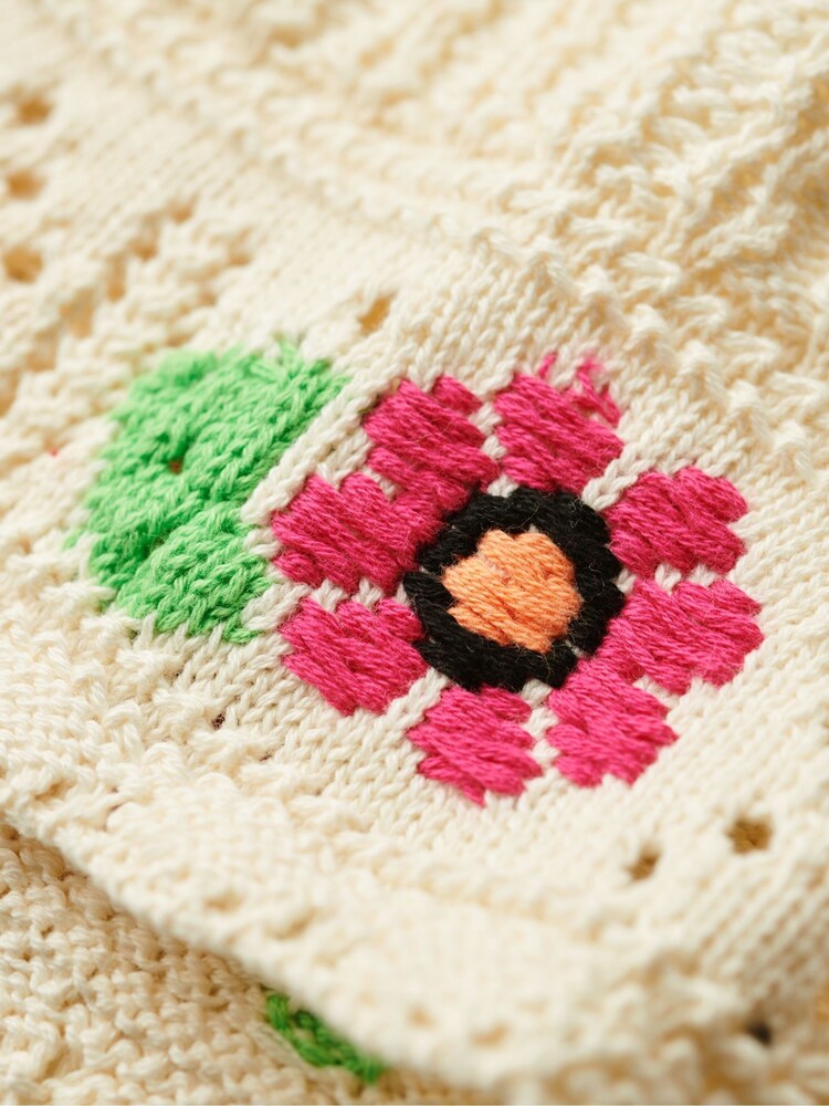 Кремовый - Superdry Crochet Flower 100% Cotton Bralette - Изображение 6 из 6