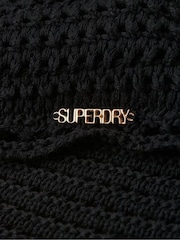 Superdry Black Cropped Halter Crochet 100% Cotton Top - Image 7 of 8